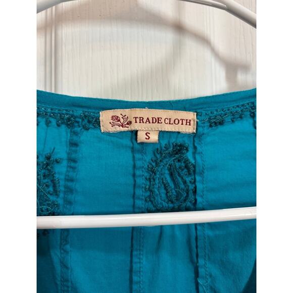 True Craft Women Small Embroidery Scoop Neckline 3/4 Sleeve Tunic Boho Chic - Picture 4 of 9